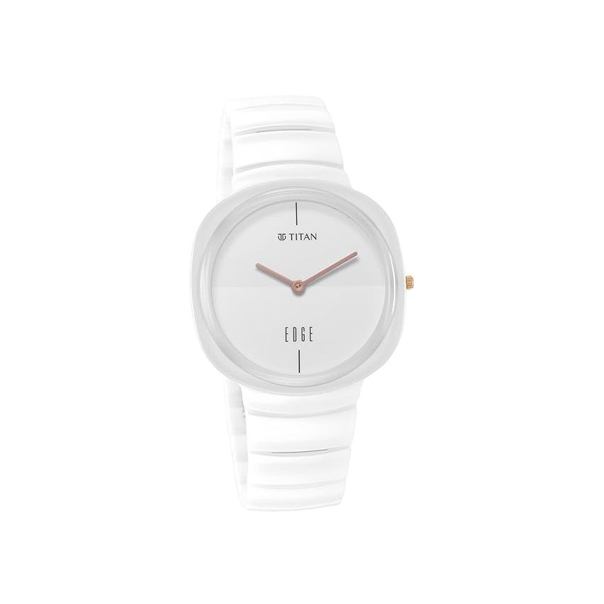 Titan Edge Squircle White Dial Analog Ceramic Strap Watch for Men-NS1841QC03/NT1841QC03
