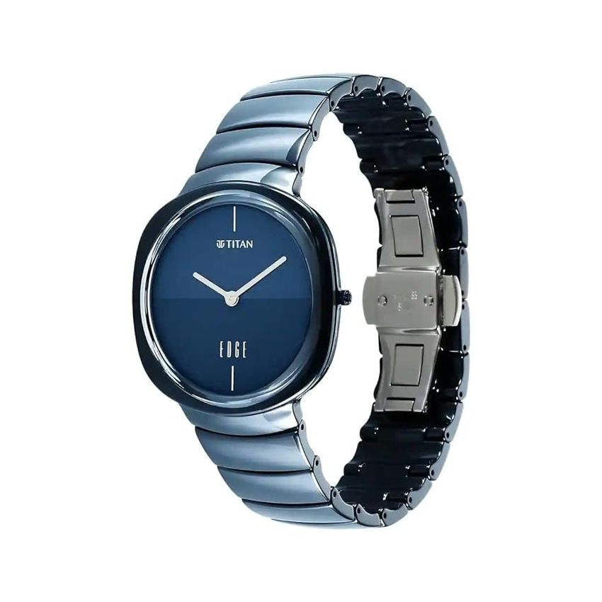 Titan Edge Squircle Blue Dial Analog Ceramic Strap Watch for Men-NS1841QC04/NT1841QC04