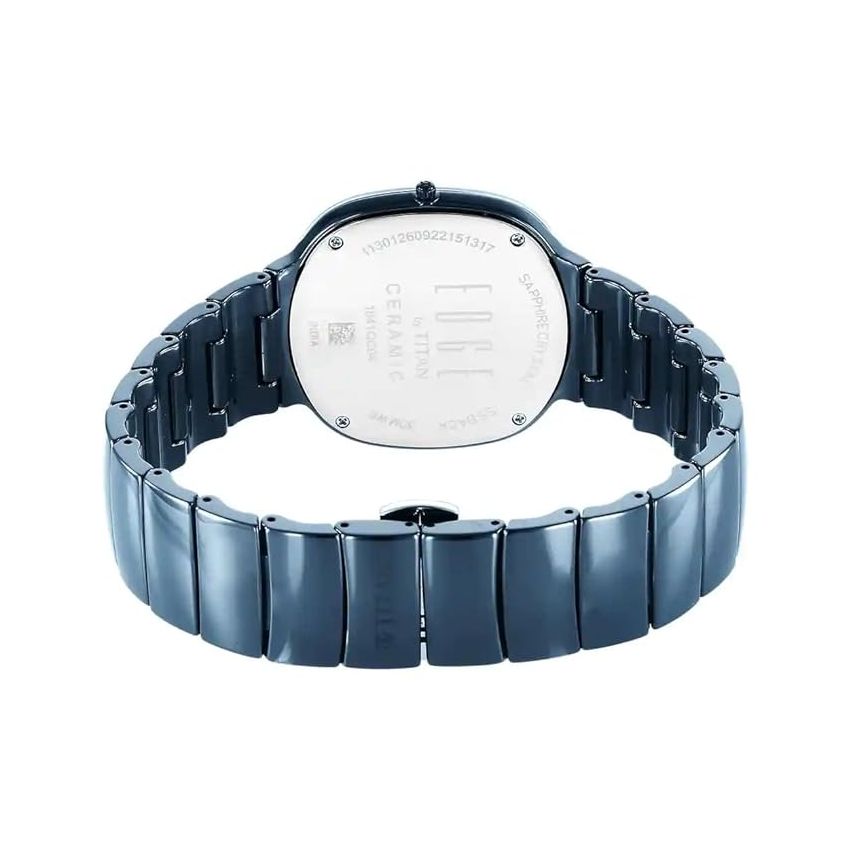 Titan Edge Squircle Blue Dial Analog Ceramic Strap Watch for Men-NS1841QC04/NT1841QC04
