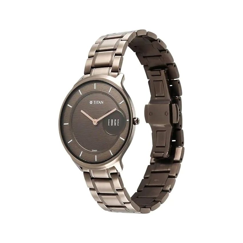 Titan Edge Baseline Grey Dial Analog Stainless Steel Strap Watch for Men-NS1843QM02/NT1843QM02
