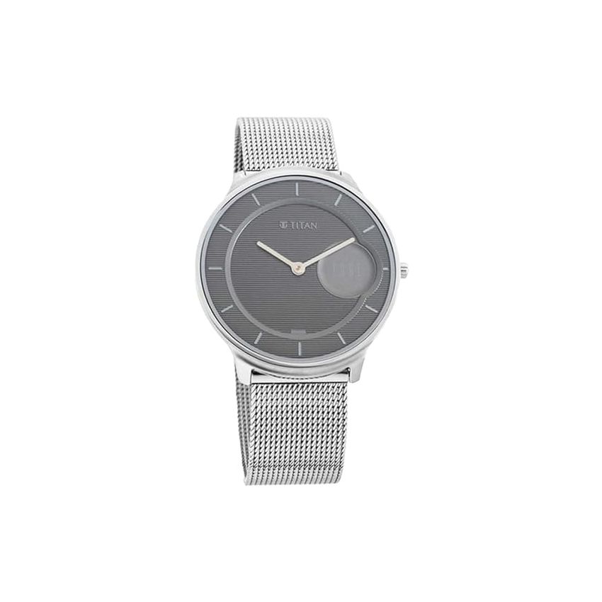 Titan Edge Minimals Grey Dial Analog Stainless Steel Strap Watch for Men-NS1843SM01/NT1843SM01