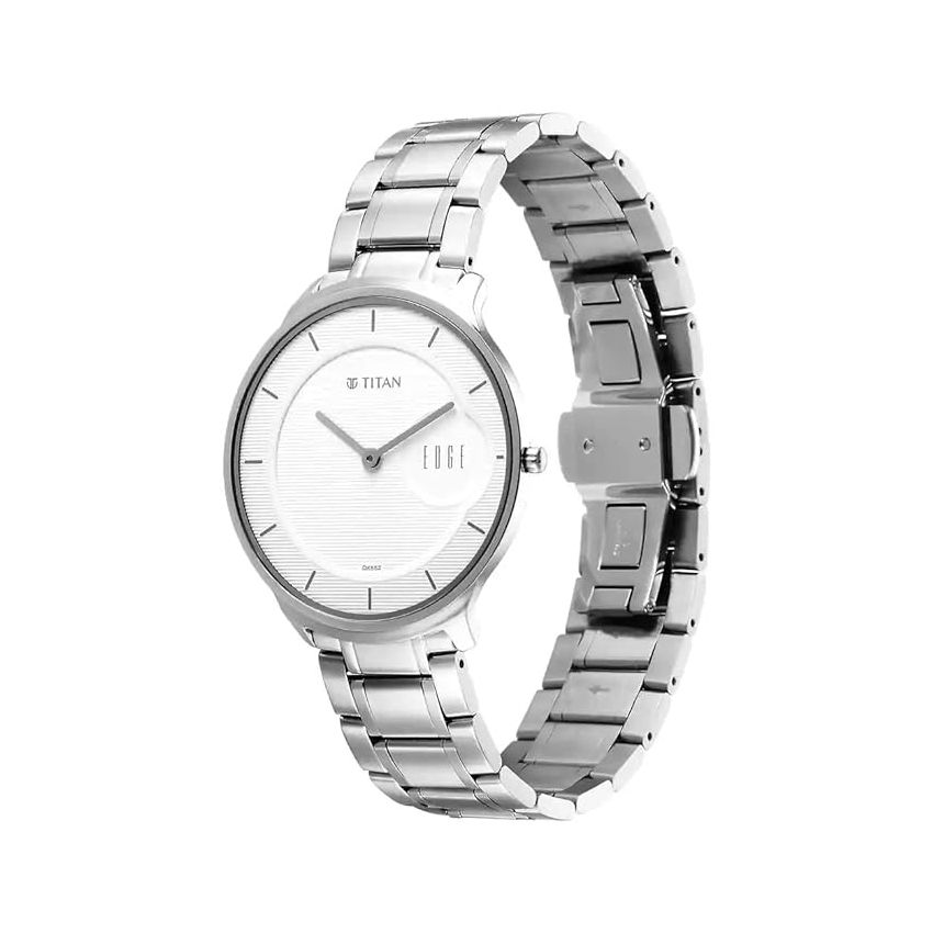 Titan Edge Metal Silver Dial Stainless Steel Strap Watch for Men-NS1843SM02/NT1843SM02