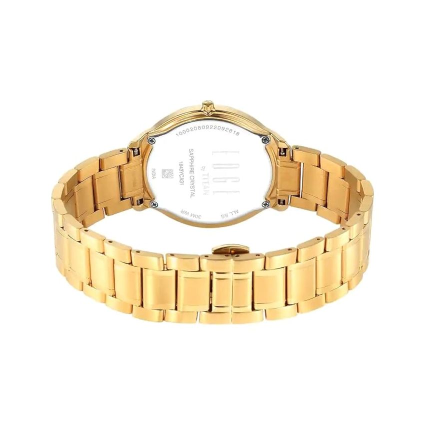 Titan Edge Metal Golden Dial Stainless Steel Strap Watch for Men-NS1843YM02/NT1843YM02