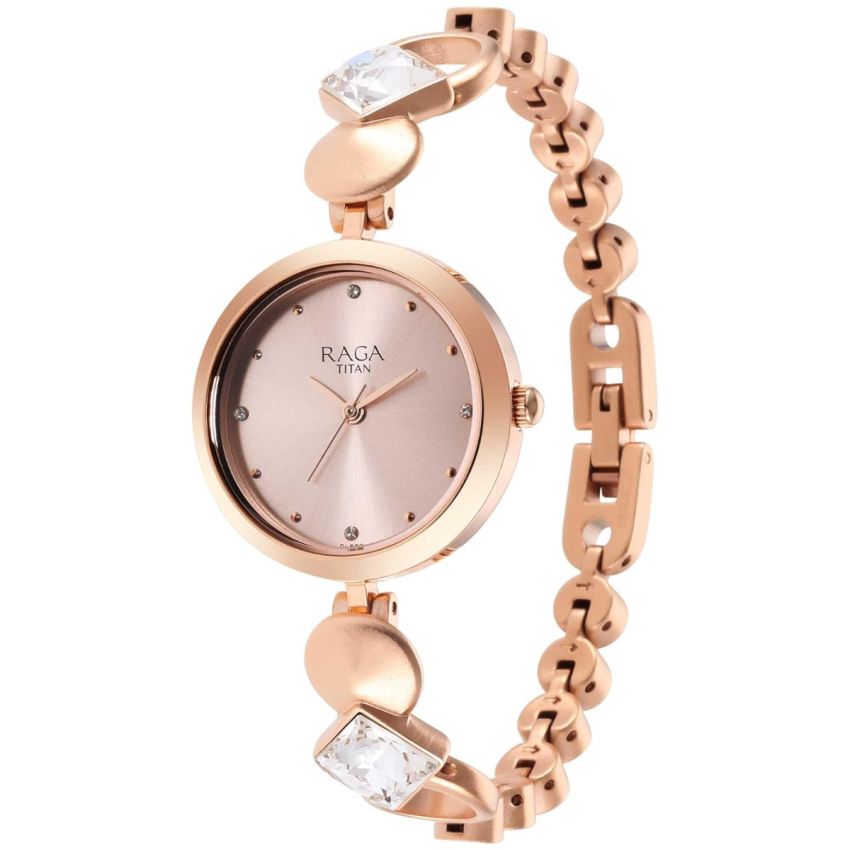Titan Raga Love All Pink Dial Analog Metal Strap Watch for Women-NS2606WM10/NT2606WM10