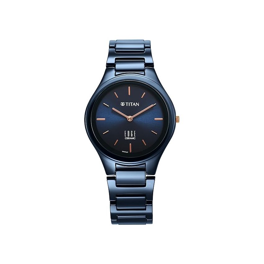 Titan Edge Ceramic Blue Dial Analog Ceramic Strap Watch for Women-NS2653QC03/NT2653QC03