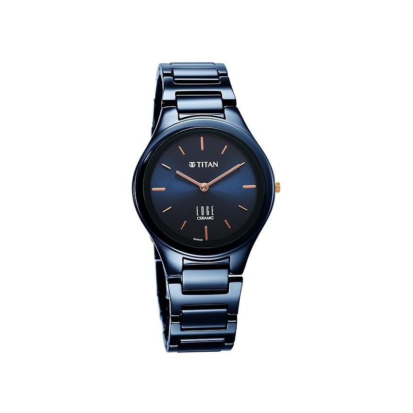Titan Edge Ceramic Blue Dial Analog Ceramic Strap Watch for Women-NS2653QC03/NT2653QC03
