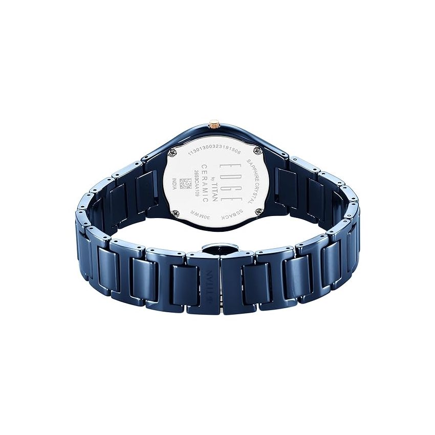 Titan Edge Ceramic Blue Dial Analog Ceramic Strap Watch for Women-NS2653QC03/NT2653QC03