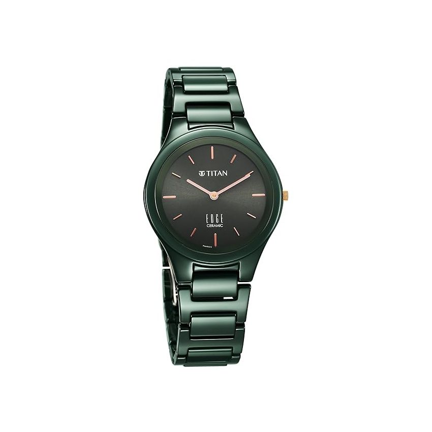 Titan Edge Ceramic Quartz Analog Green Dial Ceramic Strap Watch for Women-NS2653QC06/NT2653QC06