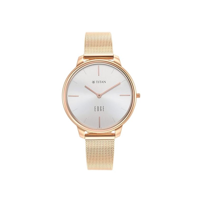 Titan Edge White Dial Analog Stainless Steel Strap Watch for Women-NS2654WM01/NT2654WM01