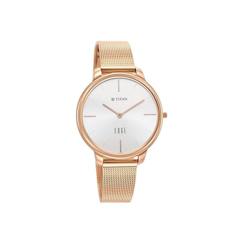 Titan Edge White Dial Analog Stainless Steel Strap Watch for Women-NS2654WM01/NT2654WM01