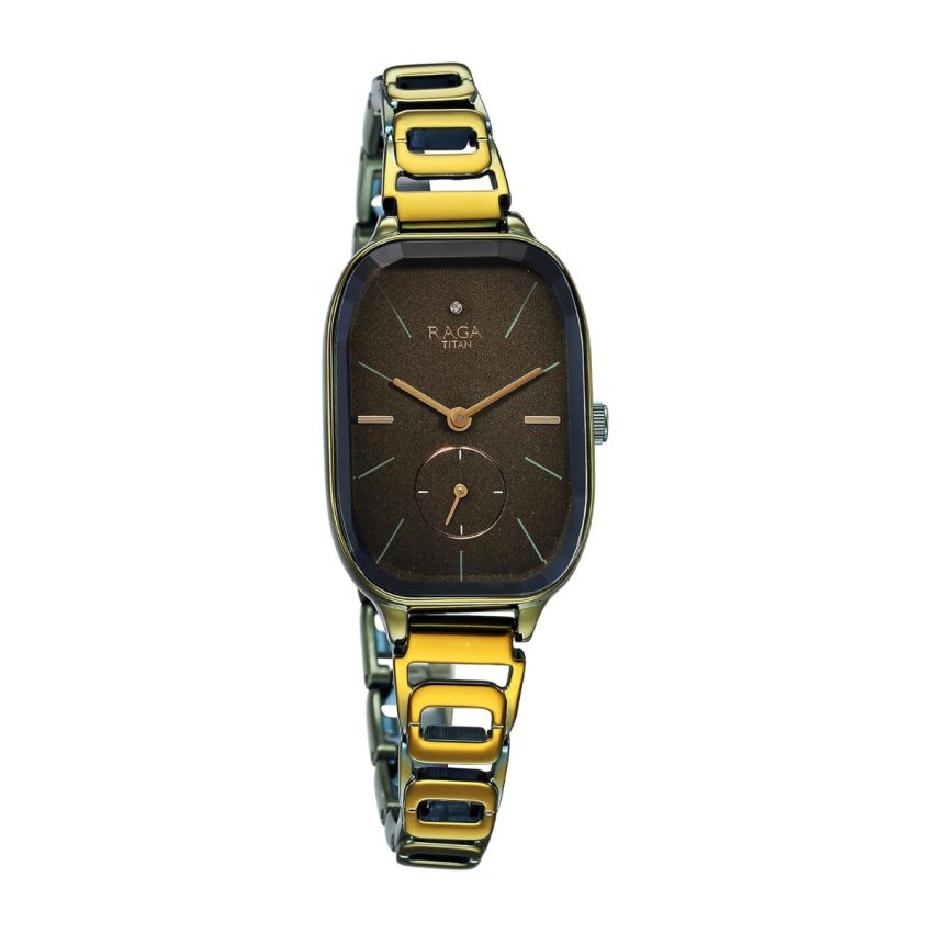 Titan Raga Chic Quartz Analog Green Dial Green Metal Strap Watch for Women-NS2687QM01/NT2687QM01