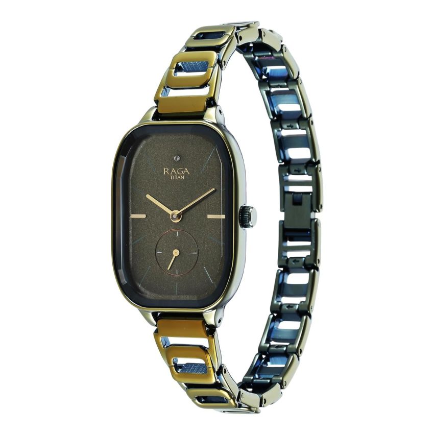 Titan Raga Chic Quartz Analog Green Dial Green Metal Strap Watch for Women-NS2687QM01/NT2687QM01