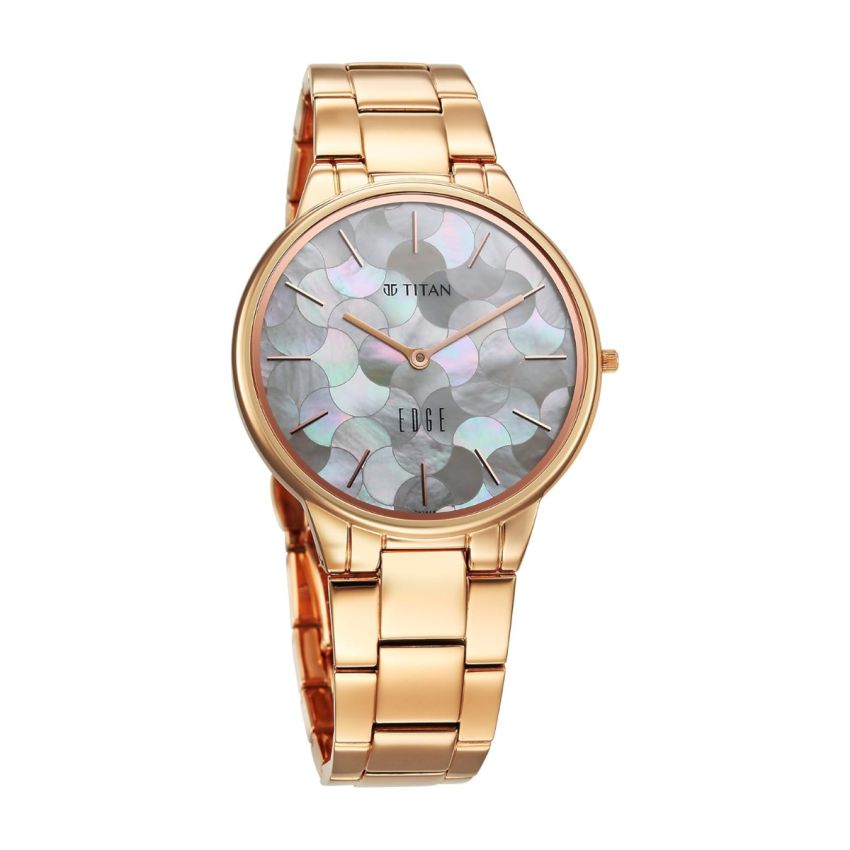 Titan Edge Metal Ladies Allure Quartz Analog Rich Mother of Pearl Dial Stainless Steel Strap Watch for Women-2734WM02/NT2734WM02