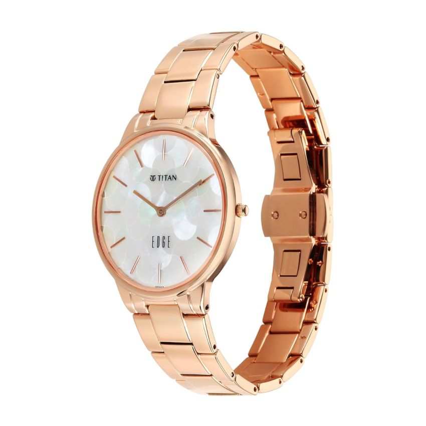 Titan Edge Metal Ladies Allure Quartz Analog Rich Mother of Pearl Dial Stainless Steel Strap Watch for Women-2734WM02/NT2734WM02