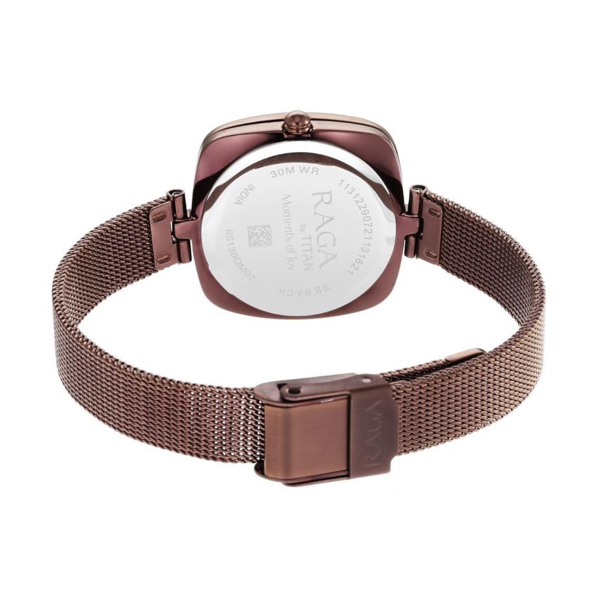 Titan Raga Moments of Joy Brown Dial Analog Stainless Steel Strap Watch for Women-NS95139QM02/NT95139QM02