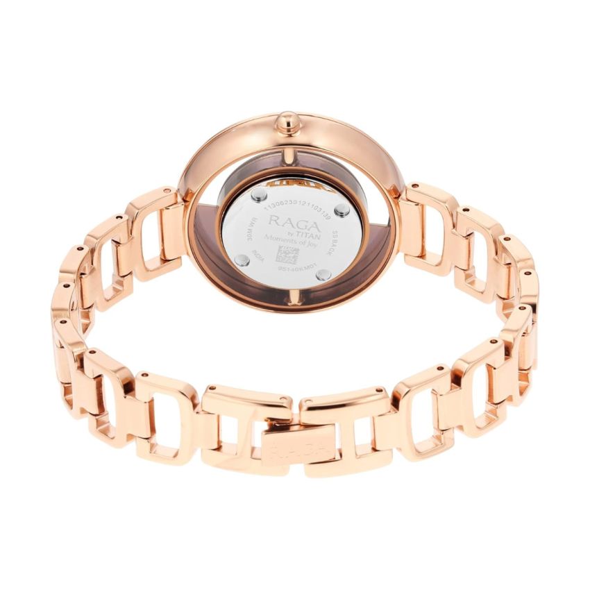 Titan Raga Moments of Joy Brown Dial Analog Metal Strap Watch for Women-NS95140KM01/NT95140KM01