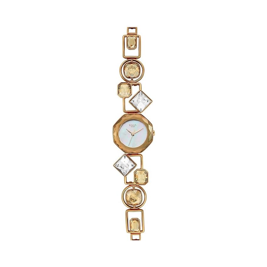 Titan Raga Love All Analog Mother of Pearl Dial Metal Strap Watch for Women-NS95151WM01/NT95151WM01