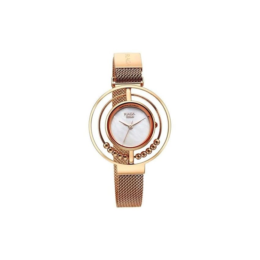 Titan Raga Delight Mother of Pearl Dial Analog Stainless Steel Strap Watch for Women-NS95203WM01/NT95203WM01