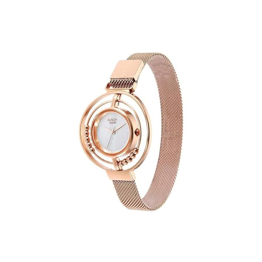 Titan Raga Delight Mother of Pearl Dial Analog Stainless Steel Strap Watch for Women-NS95203WM01/NT95203WM01
