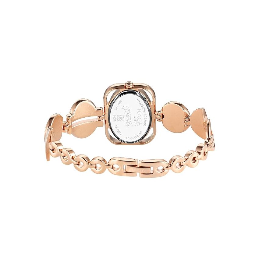 Titan Raga Power Pearls Quartz Analog Mother of Pearl Dial Metal Strap Watch for Women-NS95225WM01F/NT95225WM01F