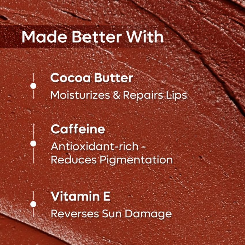 mCaffeine Cocoa Kiss Matte Nude Lipstick - Choco Melt | Moisturizing & Non Drying, Lightweight & Long Lasting Formula | With Cocoa Butter, Caffeine & Vitamin E | SLS & Paraben Free