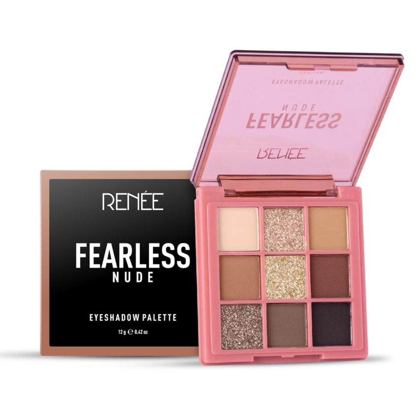 RENEE Fearless Eyeshadow Palette – Nude 12gm, Vibrant Shades, Travel Friendly, Long Lasting, Non Creasing, Easy-to-blend & Build Up For Eye-catching Extravagance Look with Effortlessly Transition From An Office To Glamorous Smoky Eye