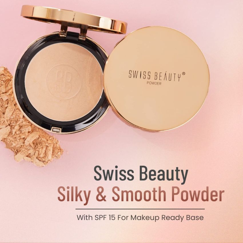 Swiss Beauty Silky & Smooth Oil Control Powder, Face MakeUp, Shade- Nude Beige, 6.5g