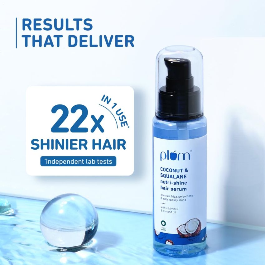 Plum Coconut & Squalane Hair Serum | For Dull, Dry and Frizzy Hair | with Vitamin E and Almond Oil I Coconut-Vanilla Fragrance I Hair Serum for Women & Men I 75ml