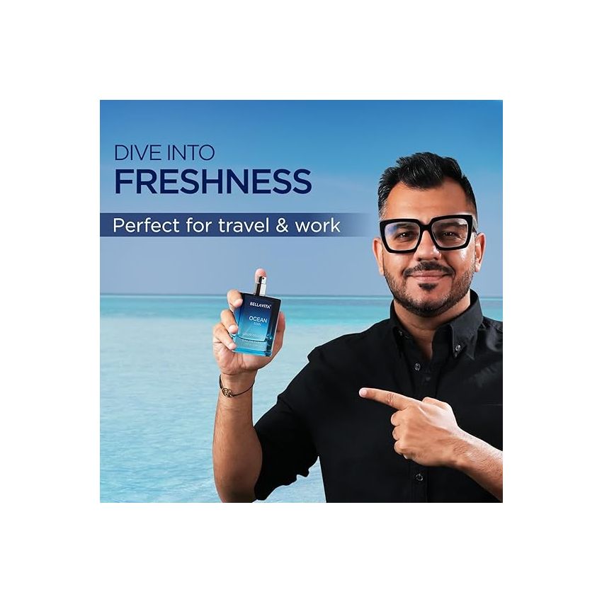 Bella Vita Luxury Men Ocean Aquatic Eau De Parfum With Marine, Orchid & Musk|Long Lasting Fresh Citrusy & Woody Edp Fragrance Scent Liquid Perfume,100 Ml