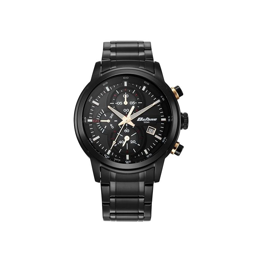 Titan Octane Black Dial Chronograph Stainless Steel Watch for Men-NS90086KM05