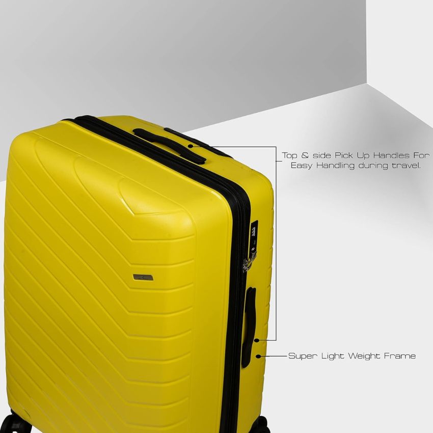 URBAN FOREST Octans Yellow Polypropylene Hard-Sided 55cm Carry-on, 67cm and 78cm Check-in Trolley Luggage Set