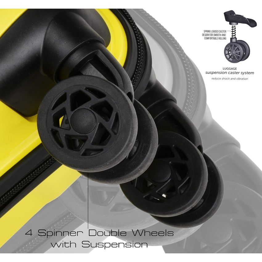 URBAN FOREST Octans Yellow Polypropylene Hard-Sided 55cm Carry-on, 67cm and 78cm Check-in Trolley Luggage Set