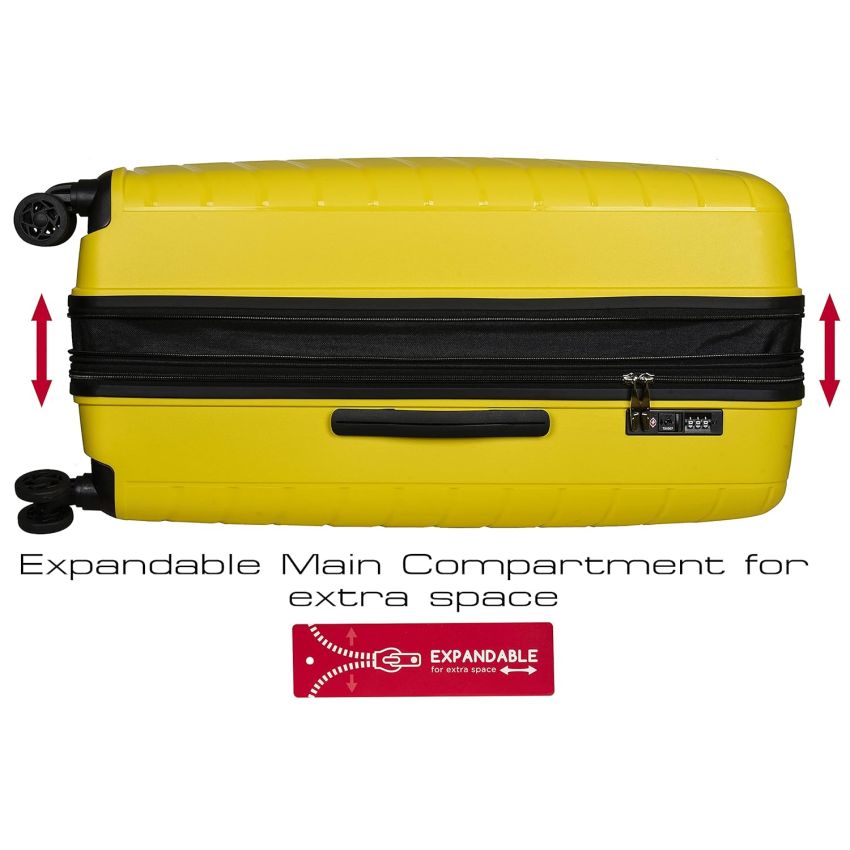 URBAN FOREST Octans Yellow Polypropylene Hard-Sided 55cm Carry-on, 67cm and 78cm Check-in Trolley Luggage Set