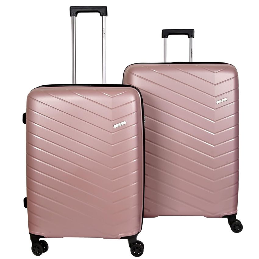 URBAN FOREST Octans Rose Gold Polypropylene Hard-Sided 55cm Carry-on and 78cm Check-in Trolley Luggage Set