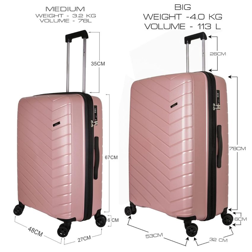 URBAN FOREST Octans Rose Gold Polypropylene Hard-Sided 55cm Carry-on and 78cm Check-in Trolley Luggage Set