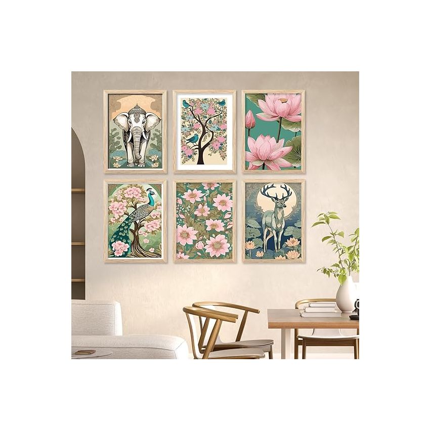 kotart Traditional Indian Inspired Wall Art Prints for Home and Office Decor - Modern Art Digital Painting for Bedroom living room office Wall Decoration (10X13 INCH, C)