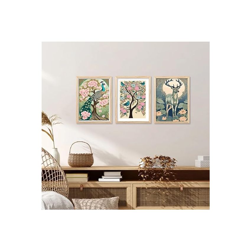 kotart Traditional Indian Inspired Wall Art Prints for Home and Office Decor - Modern Art Digital Painting for Bedroom living room office Wall Decoration (10X13 INCH, C)