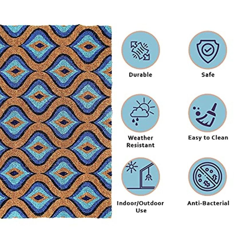 Onlymat Natural and Durable Thick Material Coir with PVC Backing Designer Doormat for Home and Office Entrance (Multicolour, 75 X 1.5 X 45 cm)