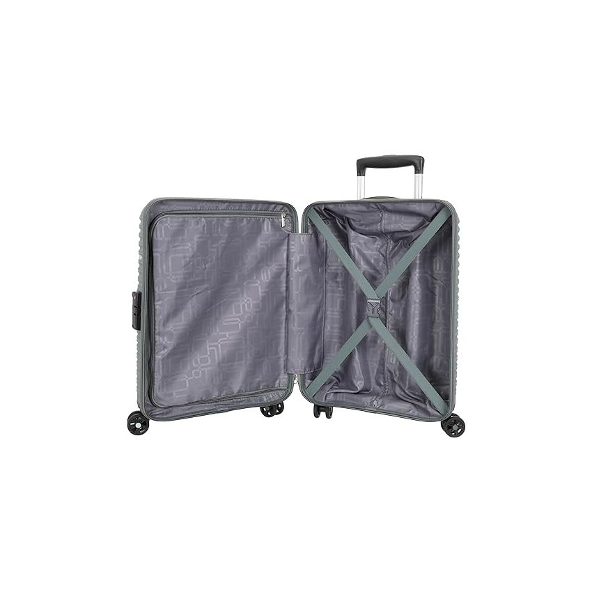 American Tourister Liftoff 55 Cms Small Cabin Polypropylene Hard Sided Double Spinner Wheel Luggage/Trolley Bag/Speed_Wheel 4 Wheel Suitcase- Dark Olive
