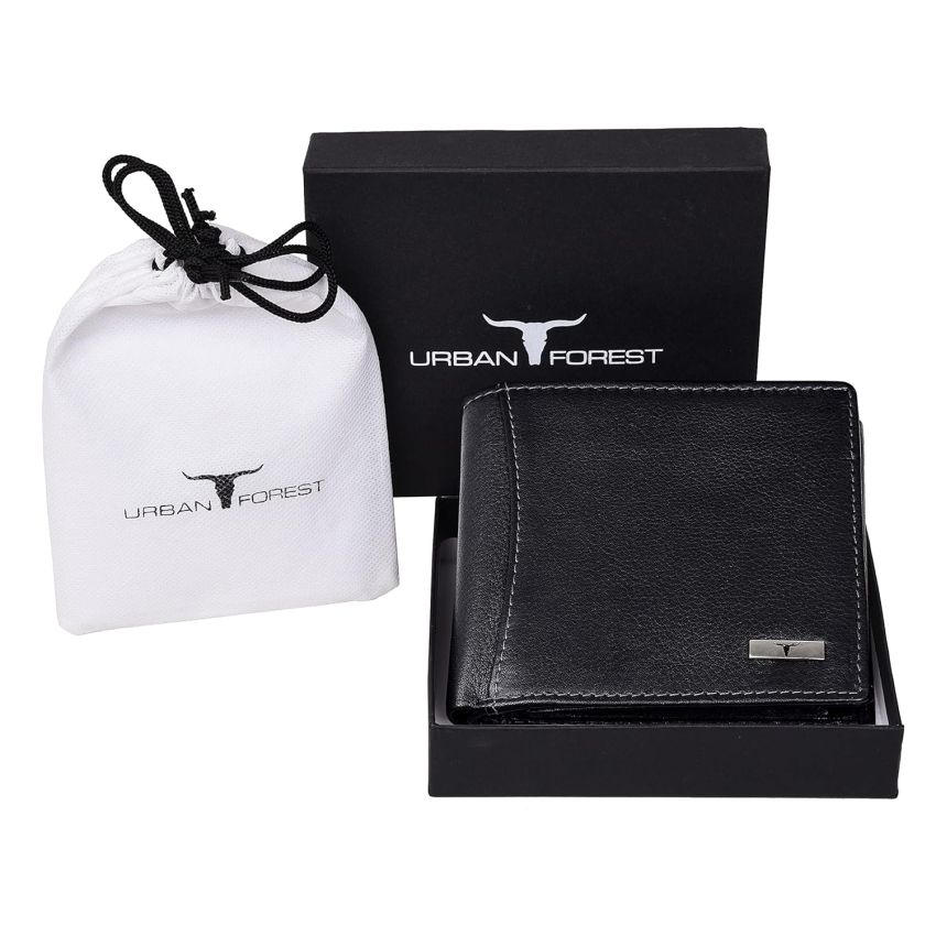 URBAN FOREST Oliver Black Leather Wallet & Card Holder Set for Men