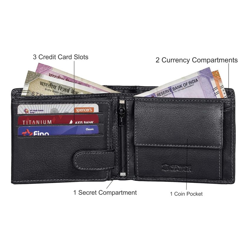 URBAN FOREST Oliver Black Leather Wallet & Card Holder Set for Men