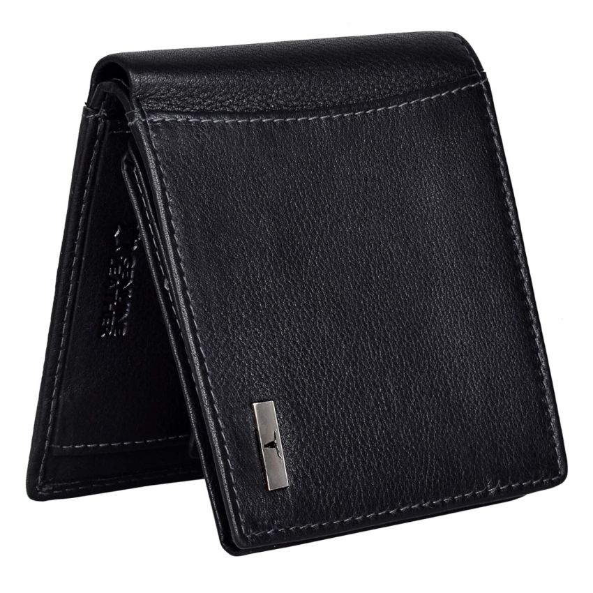 URBAN FOREST Oliver Black Leather Wallet for Men - Packed in Premium Wooden Box for Festive Gifting