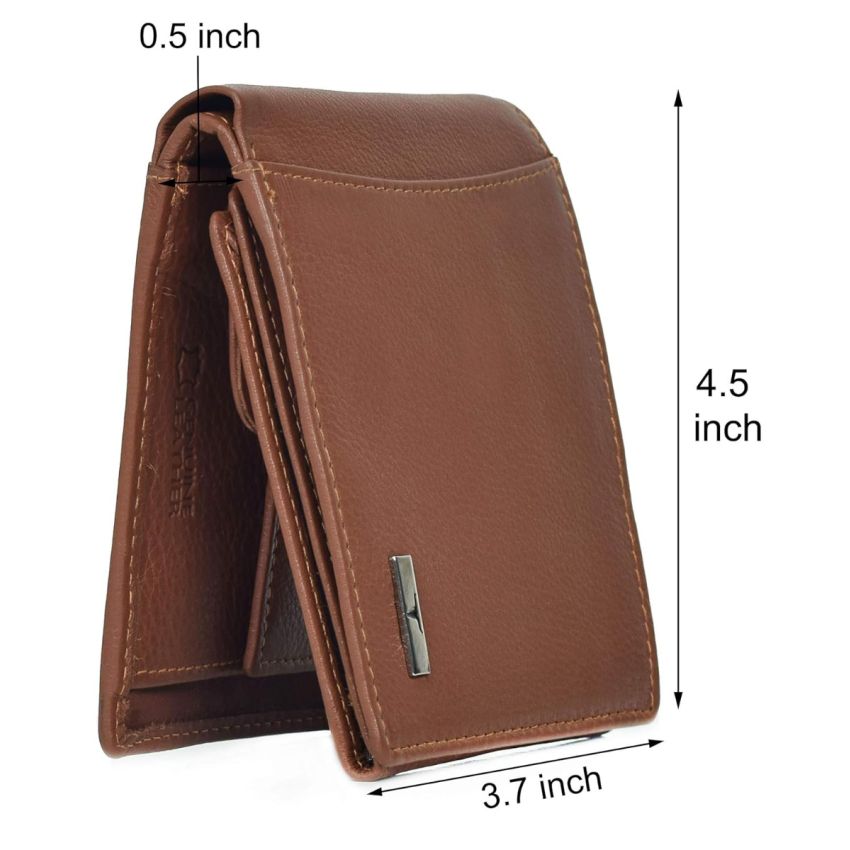 URBAN FOREST Oliver Redwood Leather Wallet for Men - Packed in Premium Wooden Box for Festive Gifting