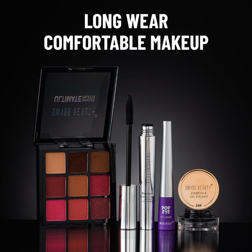 Swiss Beauty Pop Eyeliner | Waterproof And Long Lasting Liquid Eyeliner | Smudge Proof Eye Makeup |Quick Drying |Shade - Onyx Black, 3 Ml |