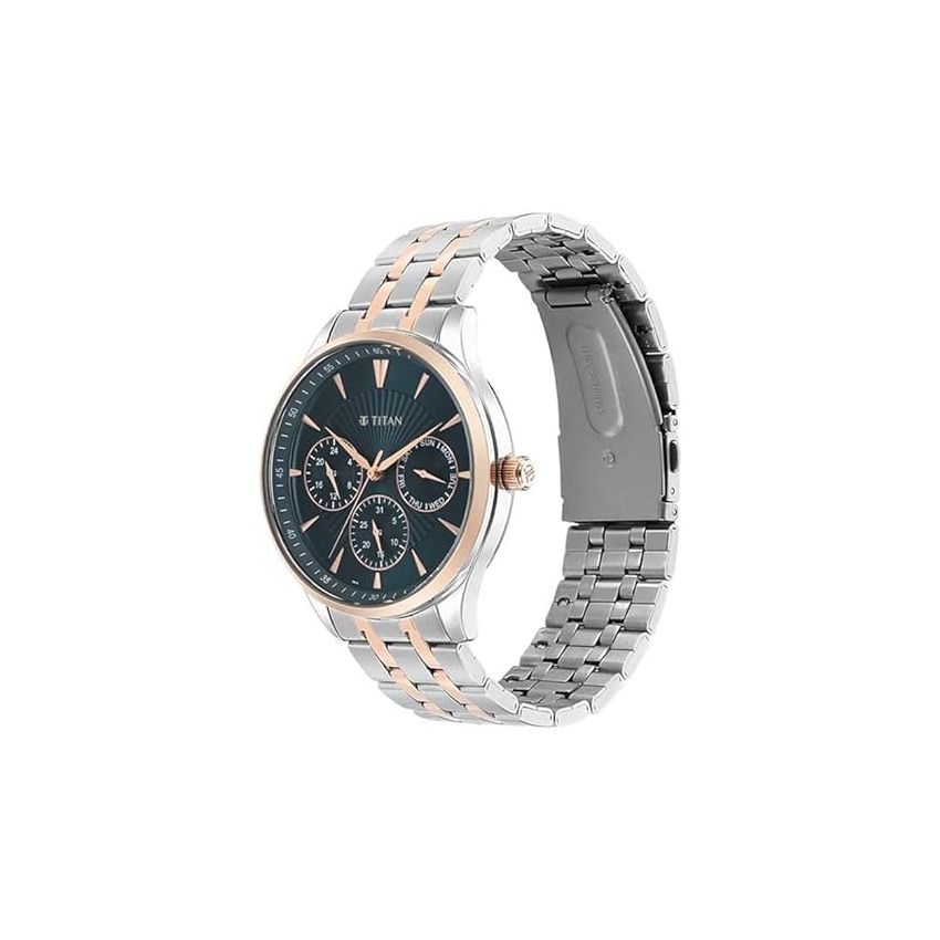 Titan Regalia Opulent Blue Dial Quartz Multifunction Stainless Steel Strap Watch for Men-NS90127KM02