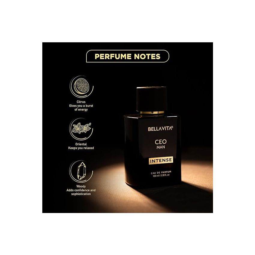 Bella Vita Luxury Ceo Men Intense Eau De Parfum Liquid Perfume With Bergamot, Lavender & Orchid|Woody & Musky Long Lasting Edp Fragrance Scent, 100 Ml