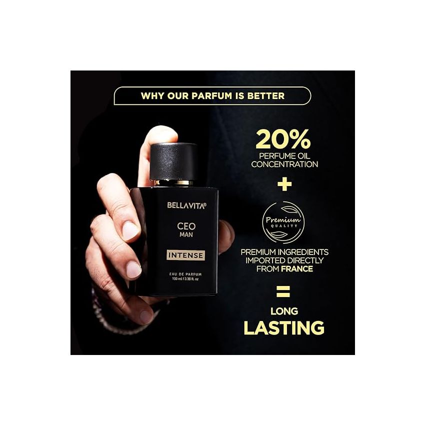 Bella Vita Luxury Ceo Men Intense Eau De Parfum Liquid Perfume With Bergamot, Lavender & Orchid|Woody & Musky Long Lasting Edp Fragrance Scent, 100 Ml