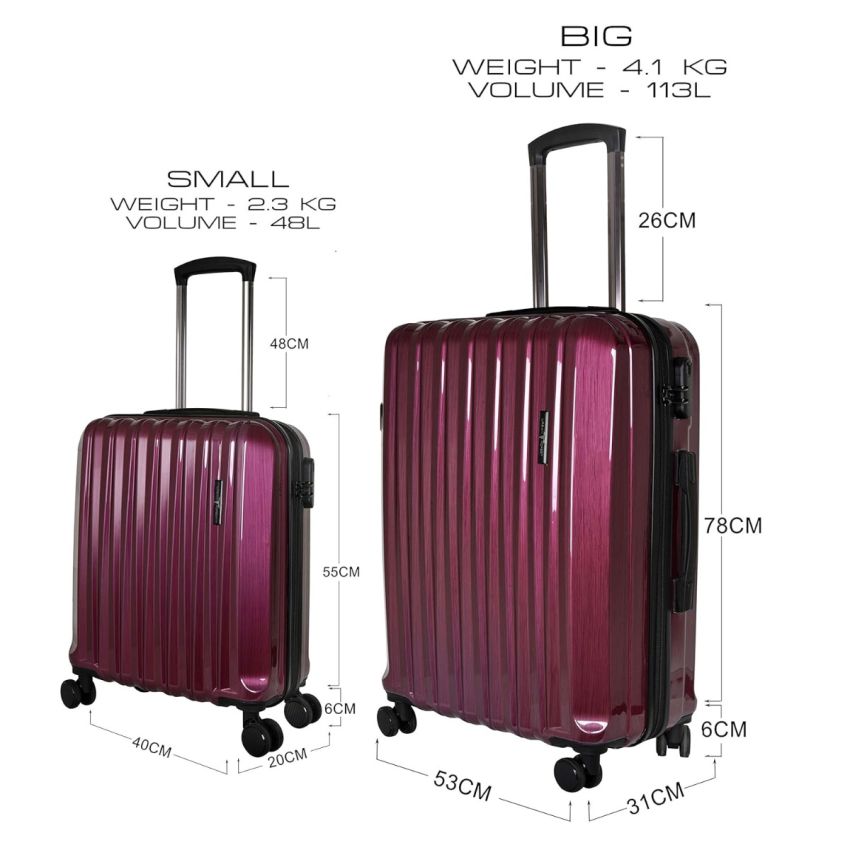 URBAN FOREST Orion Pink ABS with Polycarbonate Hard-Sided 67cm and 78cm Check-in Trolley Luggage Set