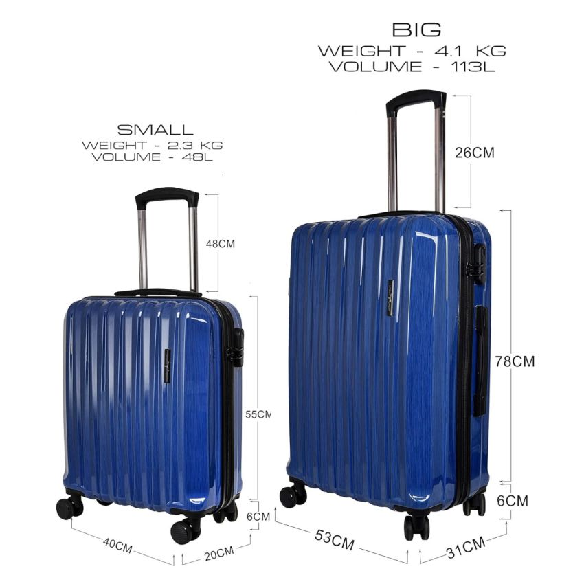 URBAN FOREST Orion Blue ABS with Polycarbonate Hard-Sided 55cm Carry-on and 67cm Check-in Trolley Luggage Set