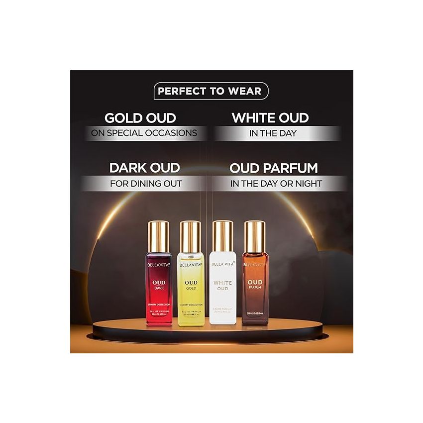 Bella Vita Luxury OUD Experience Eau De Parfum Gift Set 4 x 20ml for Men & Women, Premium Long Lasting EDP Perfume, Oudh Fragrance Scent